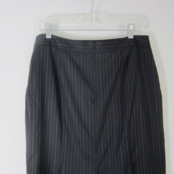 Brooks Brothers Womens 12 Black Striped 100% Wool Skirt Lined Back Pleats M - Picture 4 of 8